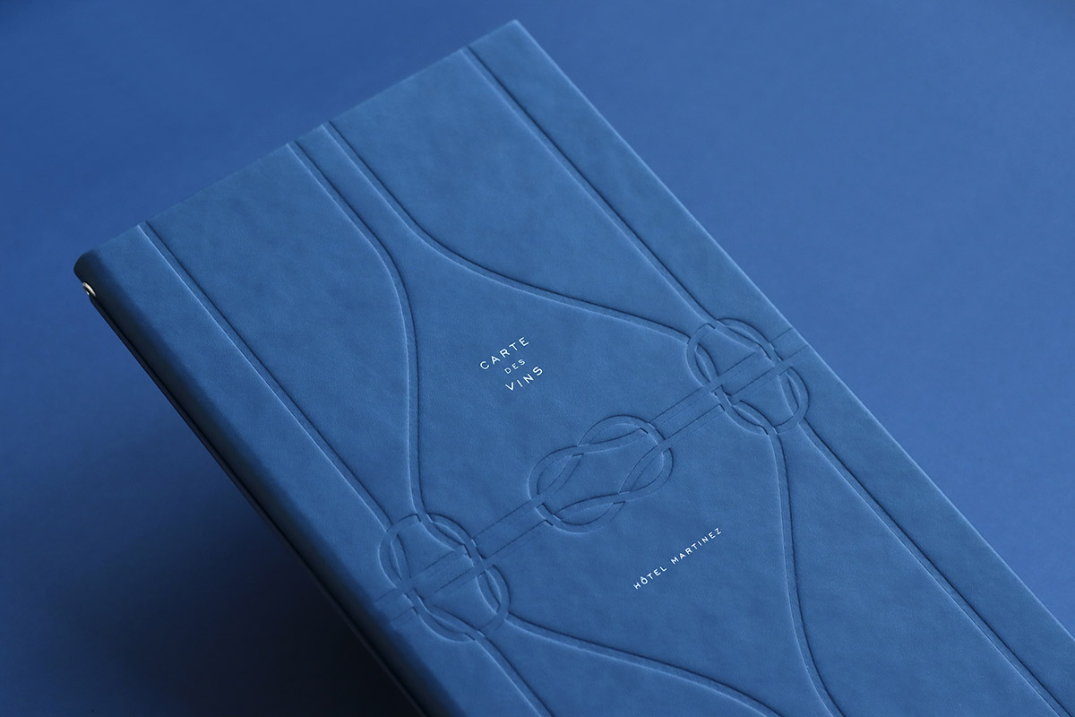 Cartes des Vins de l'Hotel Martinez à Cannez - Printed by Atelier Bulk